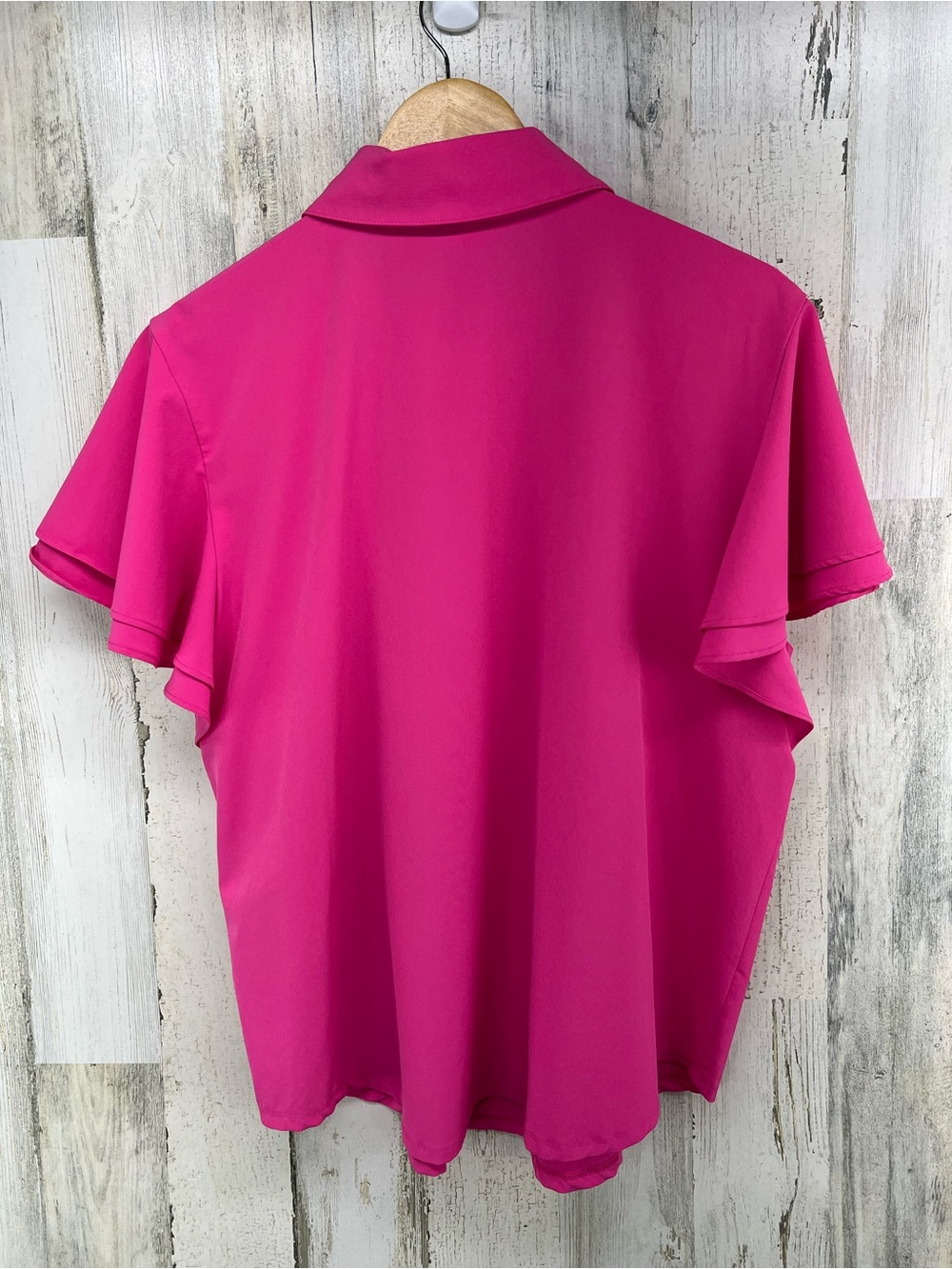 Chico's Pink Short Sleeve Flutter Sleeve Polo Blouse Size 3 (womens 16) - Picture 4 of 6